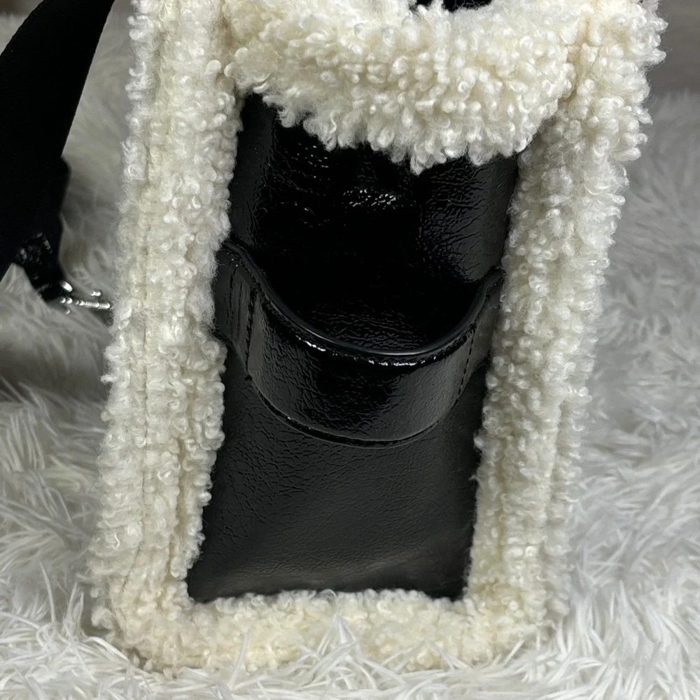 Marc Jacobs Crinkled Leather Faux Shearling Medium The Tote Bag
